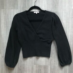 Madewell Wrap Balloon Sleeve Sweater in Coziest Yarn Wool Alpaca